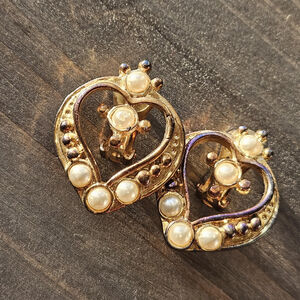 Vintage Heart Shaped Clip-On Earrings